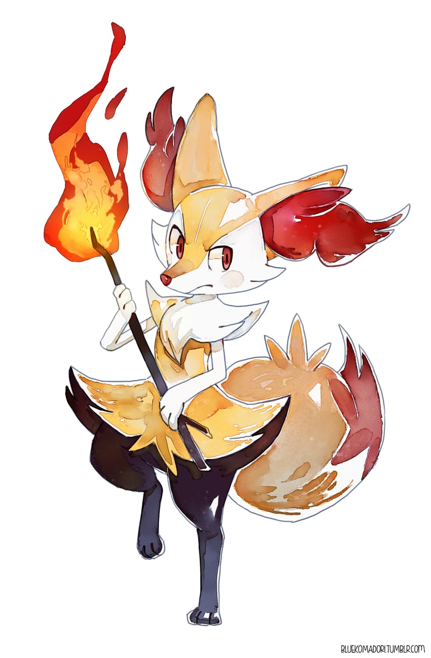 braixen (pokemon) drawn by bluekomadori