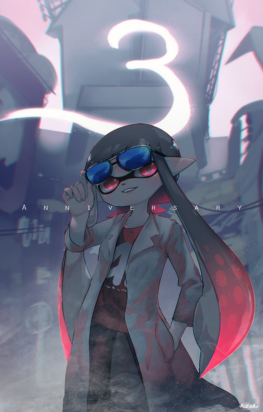 inkling player character and inkling girl (splatoon) drawn by kashu_(hizake)