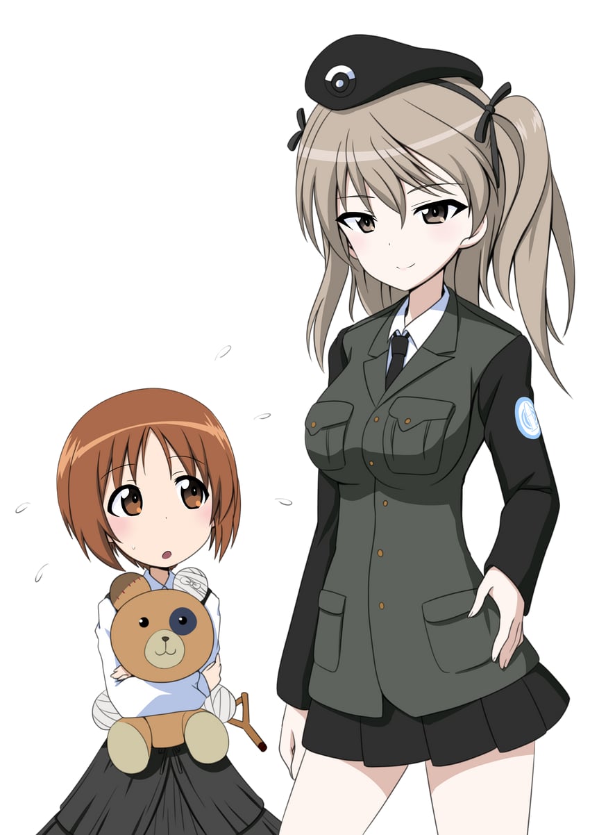 nishizumi miho, shimada arisu, and boko (girls und panzer and 1 more) drawn by nekota_susumu
