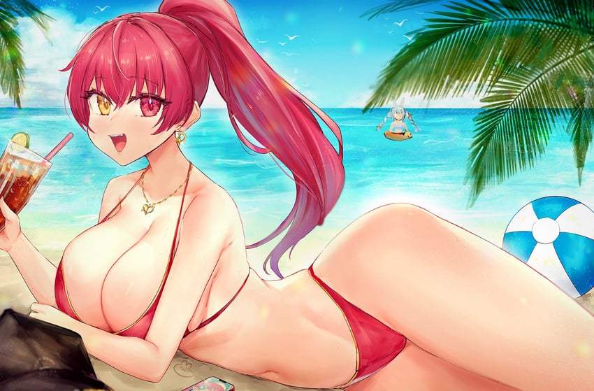 houshou marine and usada pekora (hololive) drawn by emu_(confisery)
