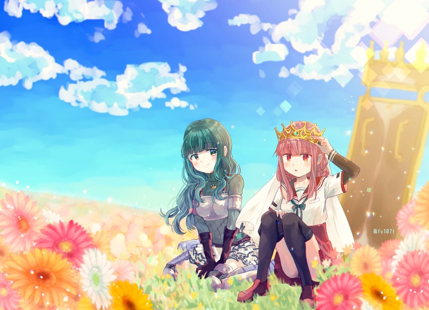 tamaki iroha and futaba sana (mahou shoujo madoka magica and 1 more) drawn by totte