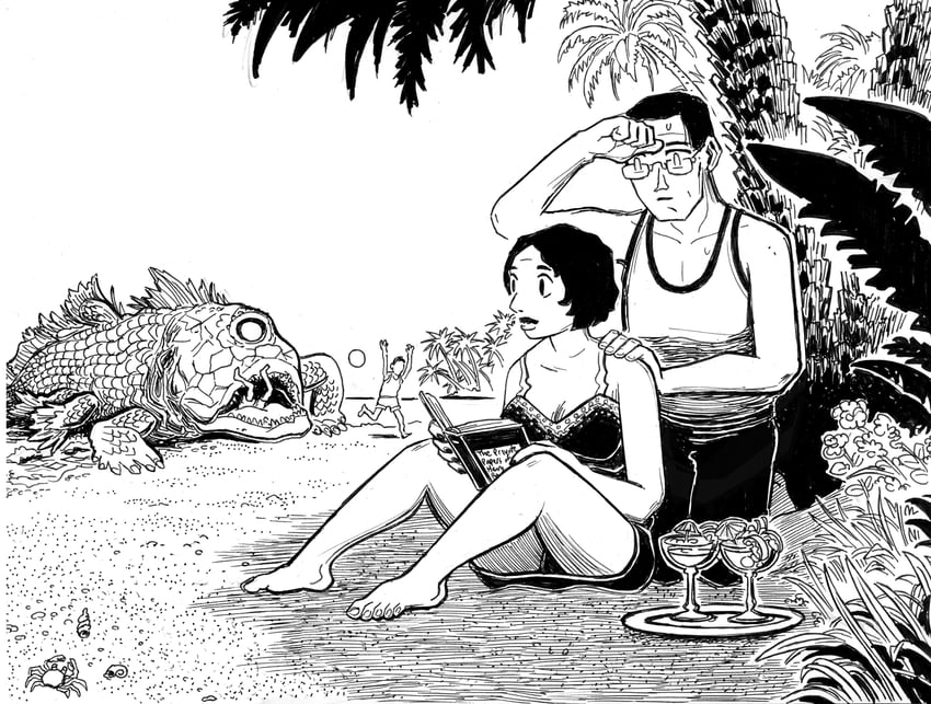 h p lovecraft and sonia greene (real life and 2 more) drawn by jason_thompson