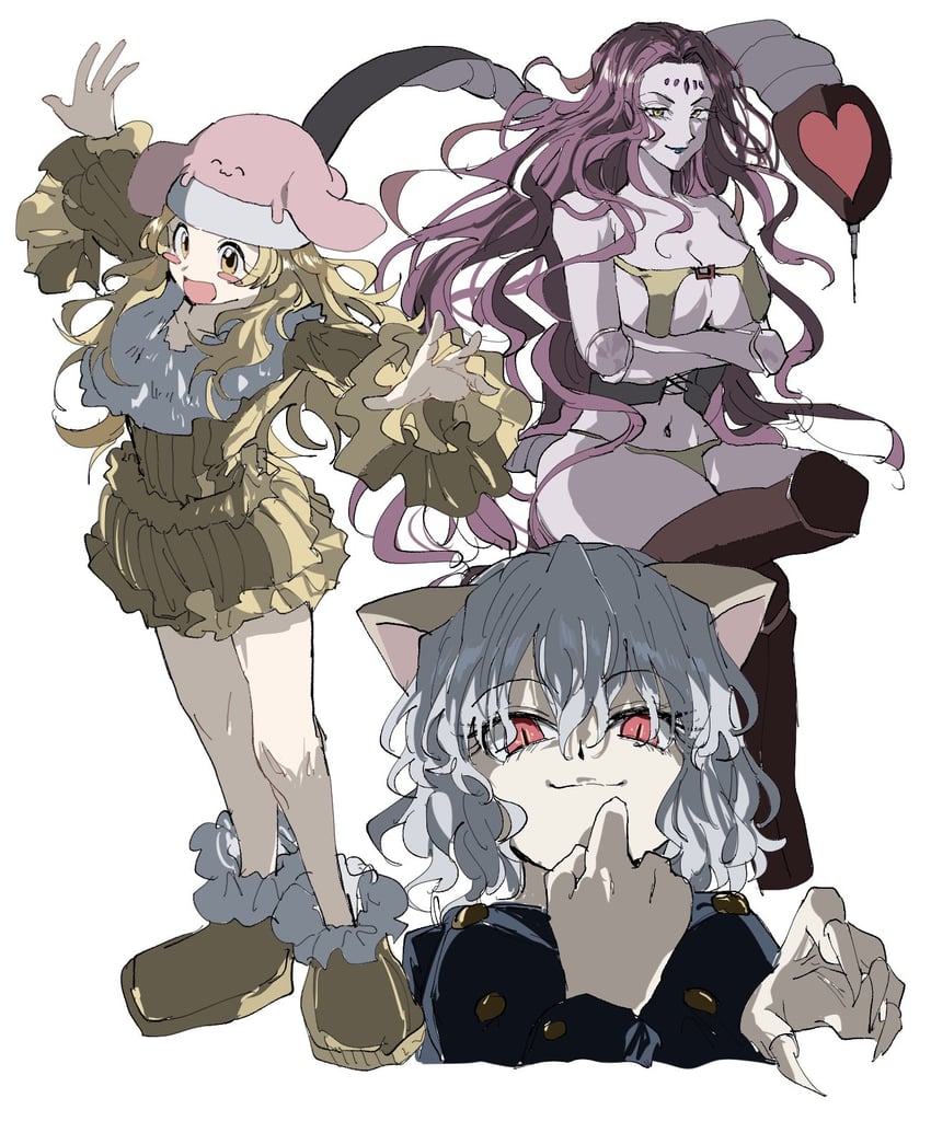 neferpitou, zazan, and hina (hunter x hunter) drawn by kasukasugom1