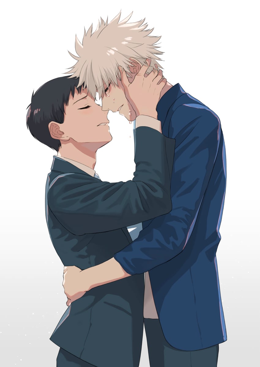 ikari shinji and nagisa kaworu (neon genesis evangelion) drawn by kannunu