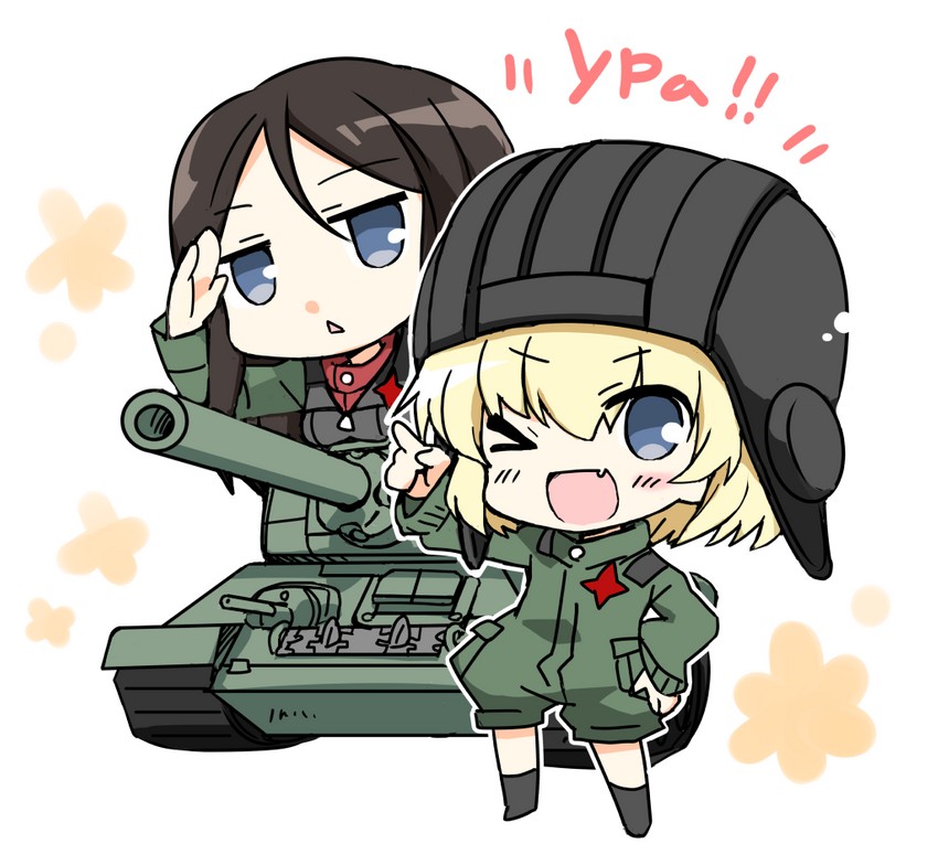 katyusha and nonna (girls und panzer) drawn by hizuki_yayoi