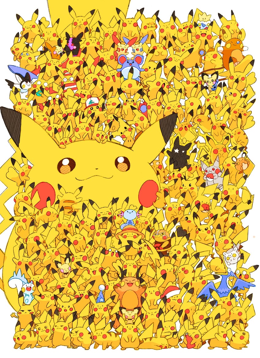 pikachu, morpeko, mimikyu, pichu, crewmate, and 25 more (pokemon and 7 more) drawn by pauldrawsart