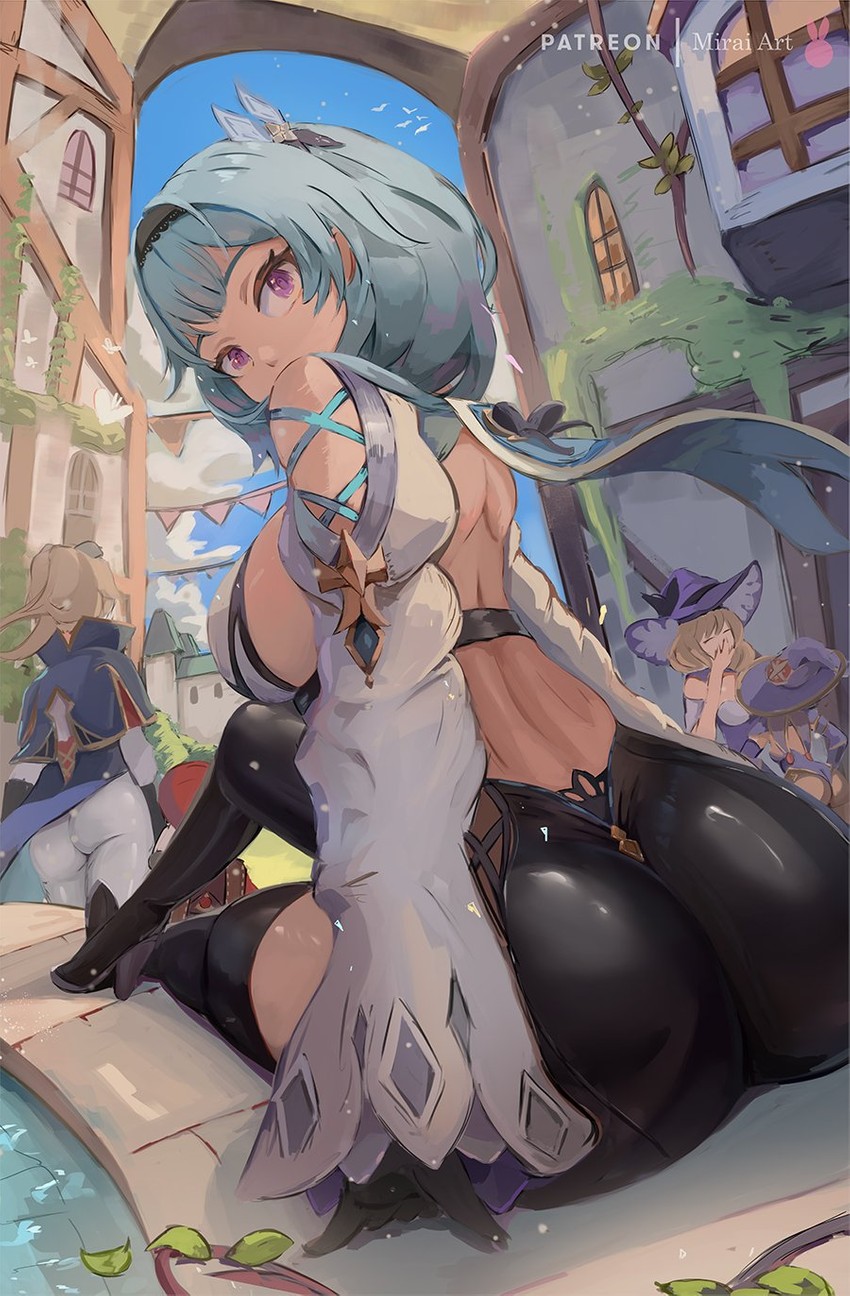 mona, klee, eula, jean, and lisa (genshin impact) drawn by mirai_hikari