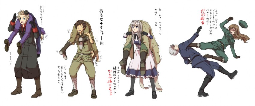 russia, prussia, belarus, spain, hungary, and 3 more (axis powers hetalia) drawn by momiage