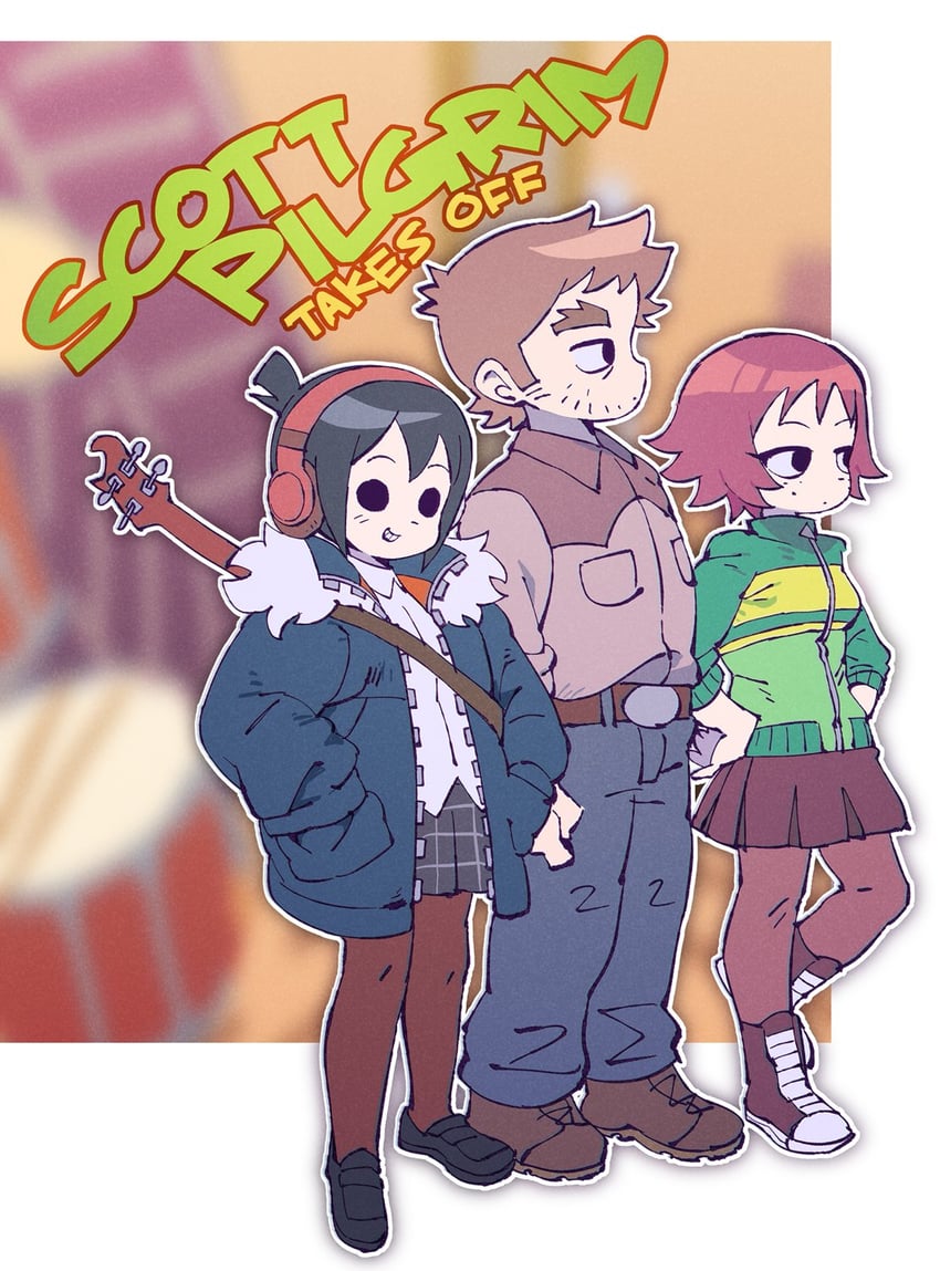 kim pine, knives chau, and stephen stills (scott pilgrim and 1 more) drawn by tetsu_(teppei)