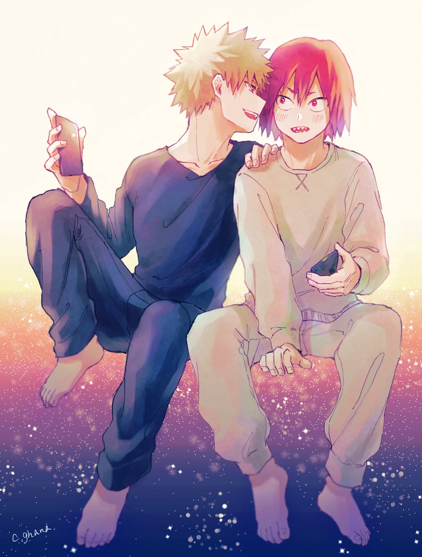 bakugou katsuki and kirishima eijiro (boku no hero academia) drawn by adcalcium