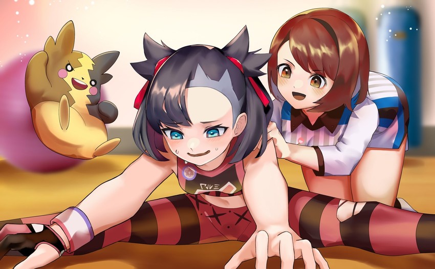 marnie, gloria, and morpeko (pokemon and 1 more) drawn by katwo