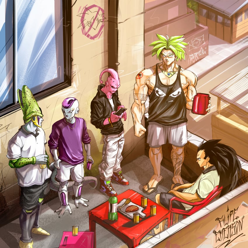 son goku, frieza, broly, cell, final form frieza, and 4 more (dragon ball and 1 more) drawn by filipeemerson3