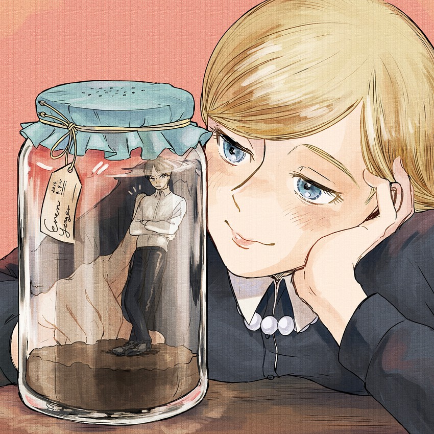 eren yeager and krista lenz (shingeki no kyojin) drawn by enko_(bbbbin)