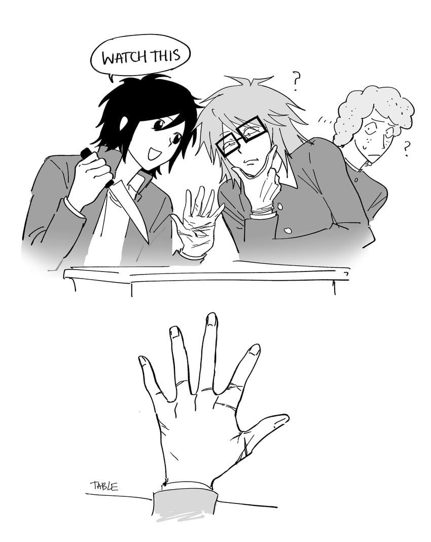 randal ivory, tsukada satoru, and sebastian de tomato smith chicken legs (randal's friends) drawn by 97ttwwaazz