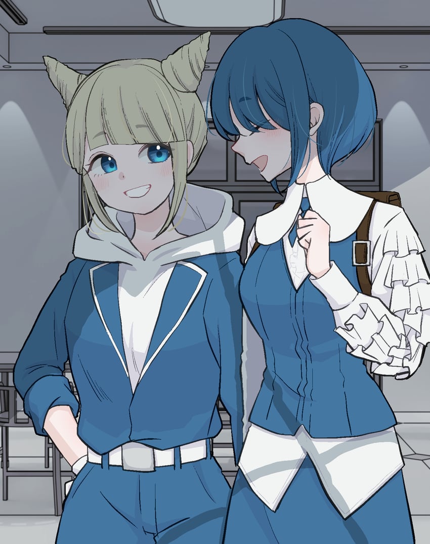 fukurai azami and tomarigi yasumi (toshi densetsu kaitai center) drawn by misaking0212