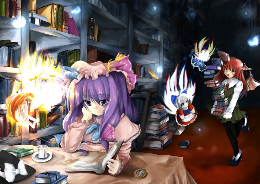 patchouli knowledge and koakuma (touhou) drawn by sho_(runatic_moon)