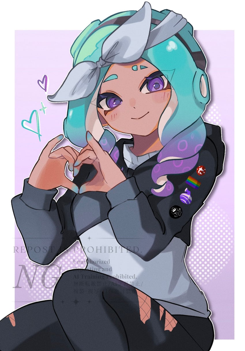 octoling player character and octoling girl (splatoon and 1 more) drawn by kirakeen