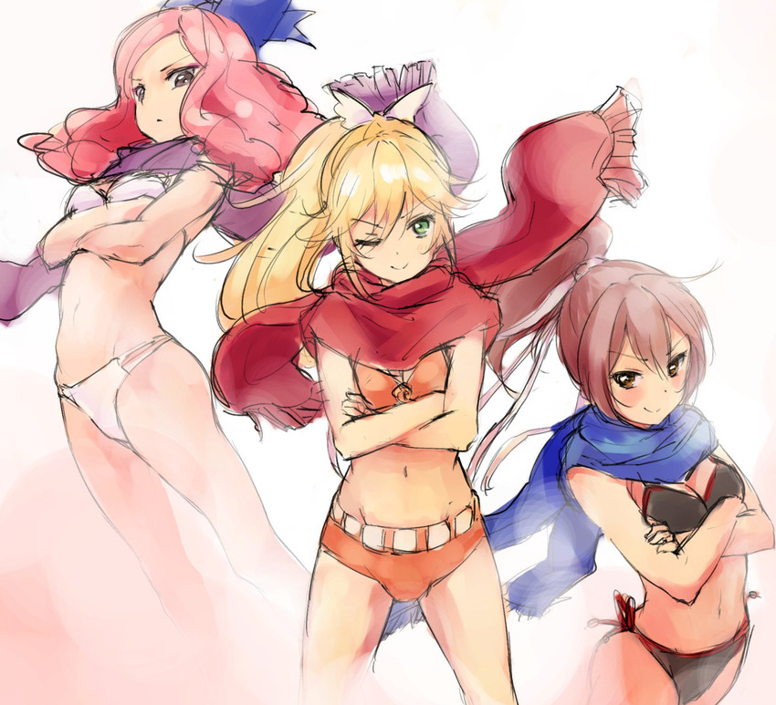 sasara, kunoichi kuu, and yugake (fantasista doll) drawn by nyama