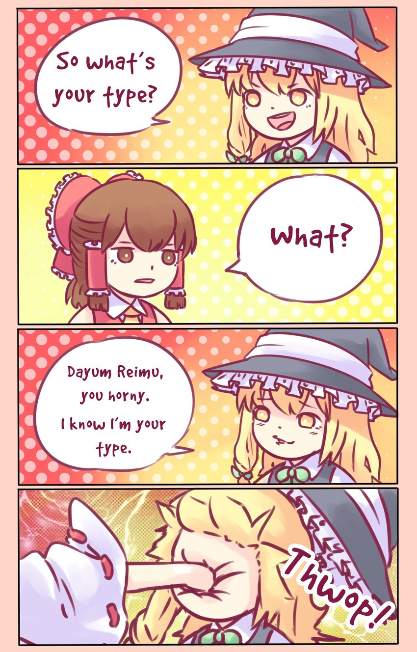 hakurei reimu and kirisame marisa (touhou) drawn by yoruny