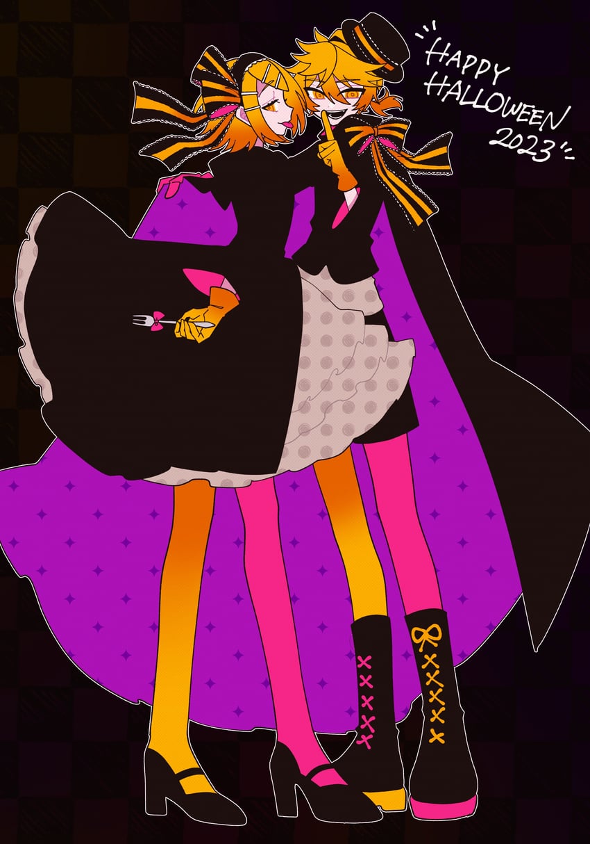kagamine rin and kagamine len (vocaloid) drawn by iroha_(hourai_24)