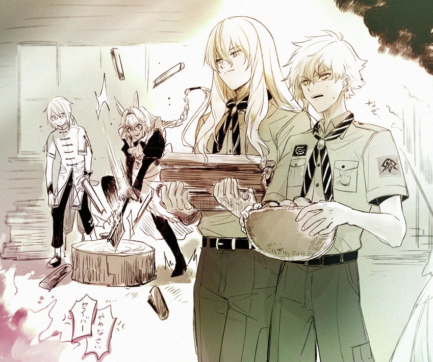 fujimaru ritsuka, caenis, kadoc zemlupus, kirschtaria wodime, and prince of lan ling (fate and 1 more) drawn by aki_(neyuki41028)