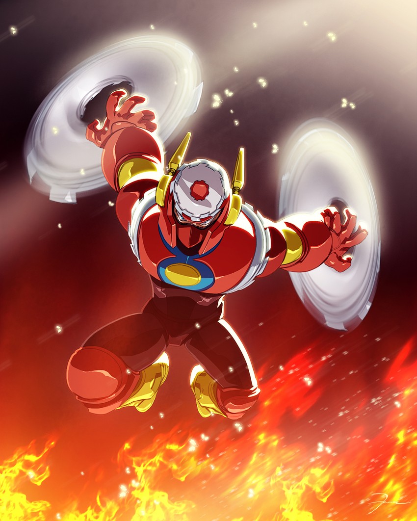 metal man (mega man and 1 more) drawn by darkeyez07