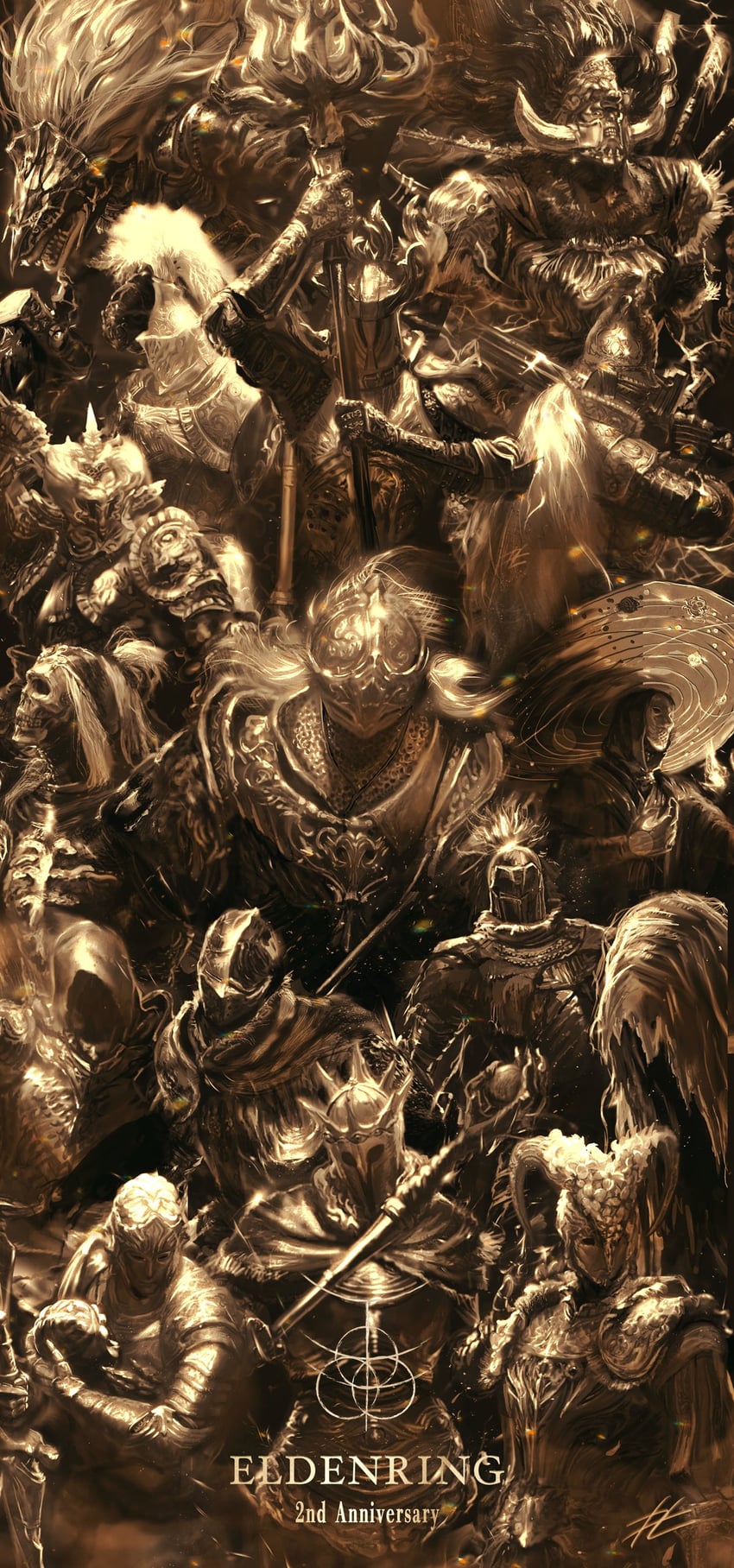 tarnished, bloody wolf, starscourge radahn, maliketh the black blade, gideon ofnir, and 9 more (elden ring) drawn by mrpk