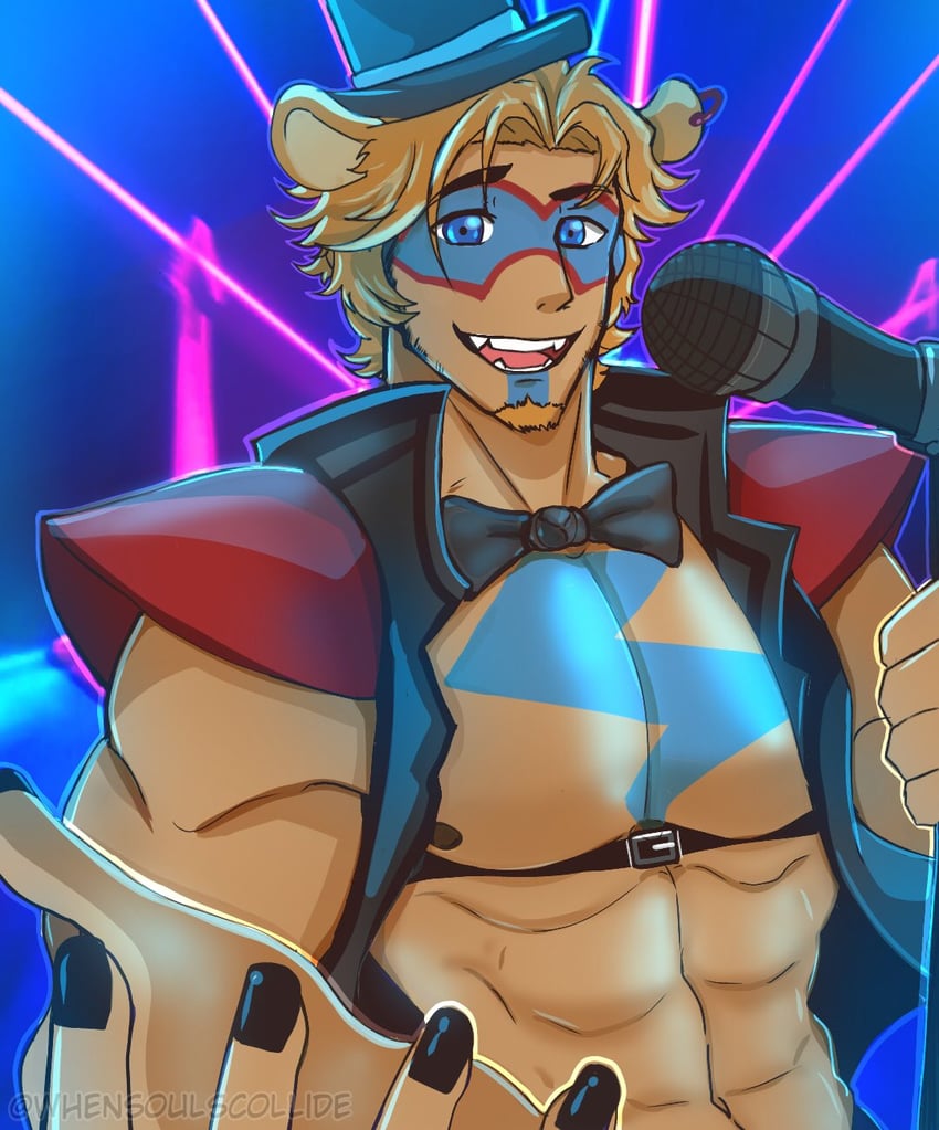freddy fazbear and glamrock freddy (five nights at freddy's and 1 more) drawn by whensoulscollide