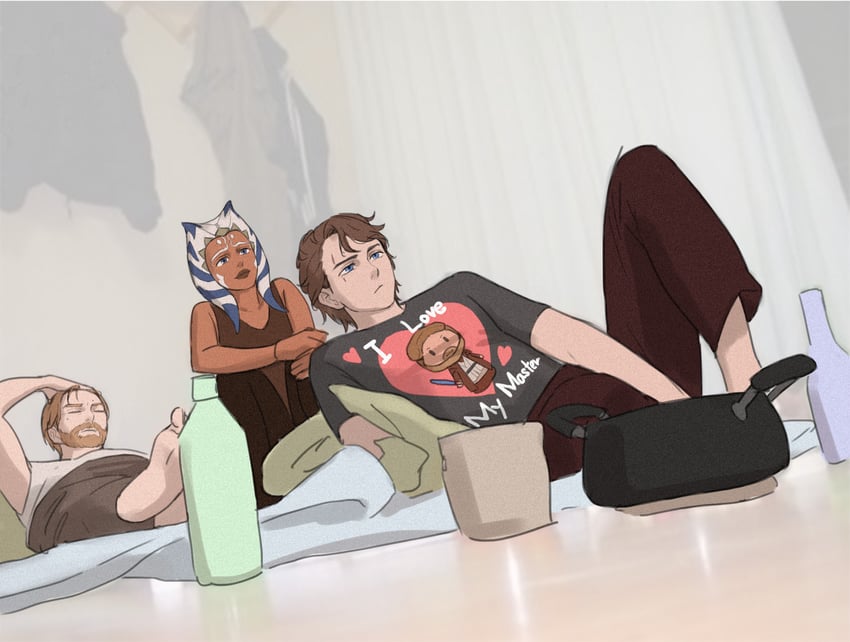 ahsoka tano, obi-wan kenobi, and anakin skywalker (star wars and 1 more) drawn by ff_anbinjub