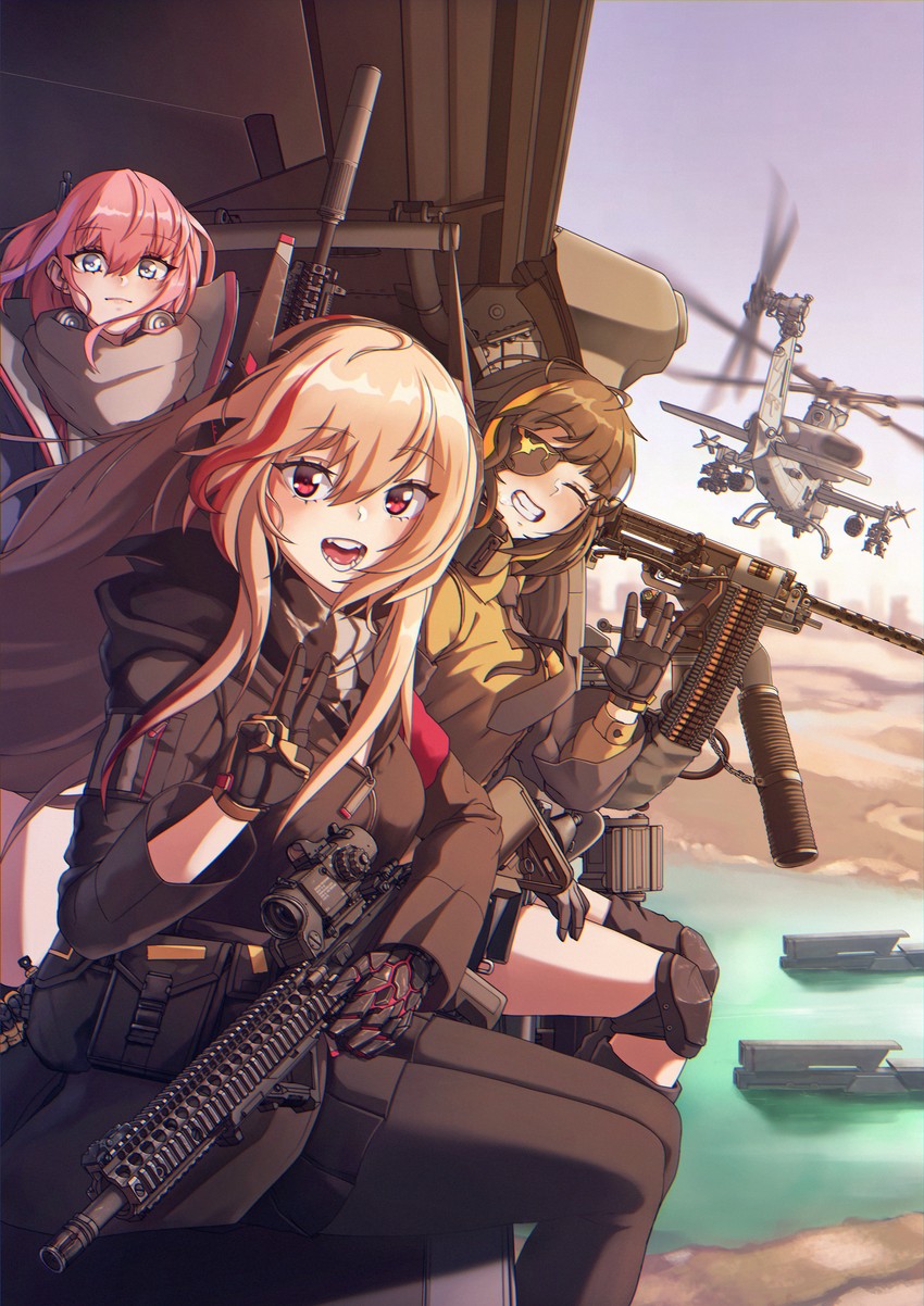 m16a1, m4 sopmod ii, and st ar-15 (girls' frontline) drawn by behalter