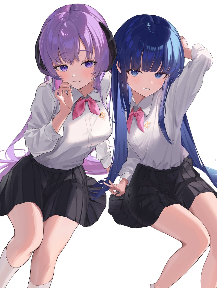 furude rika and hanyuu (higurashi no naku koro ni and 1 more) drawn by oici_ne