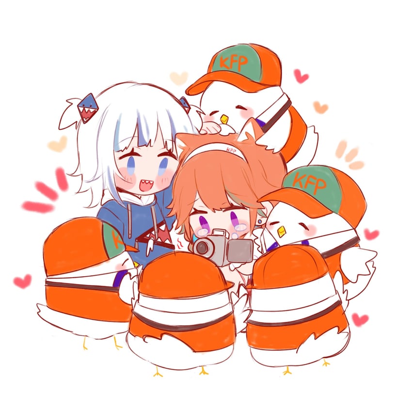 gawr gura, takanashi kiara, and kfp employee (hololive and 1 more) drawn by tera_(trs82341711)