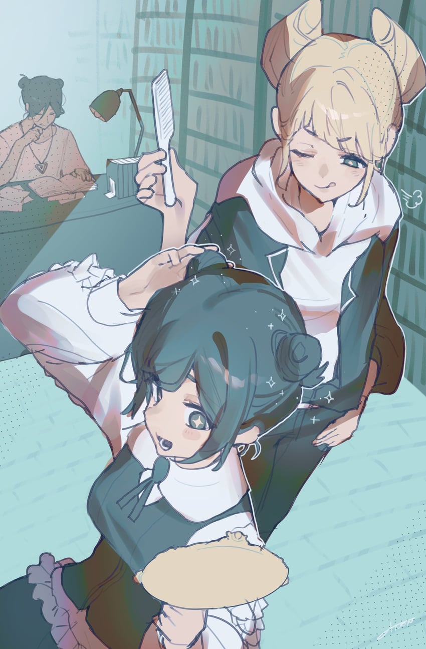 fukurai azami, tomarigi yasumi, and meguriya ayumu (toshi densetsu kaitai center) drawn by anon_qwat