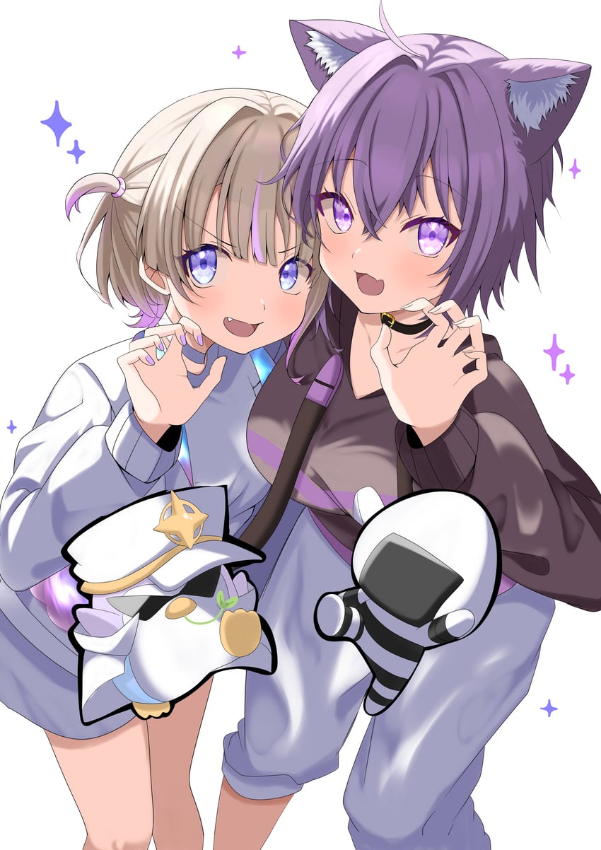 nekomata okayu, todoroki hajime, onigirya, and banpen (hololive and 1 more) drawn by onji_(oma2_4649)