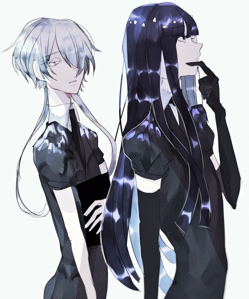 lapis lazuli and ghost quartz (houseki no kuni) drawn by saku_(saku5991)