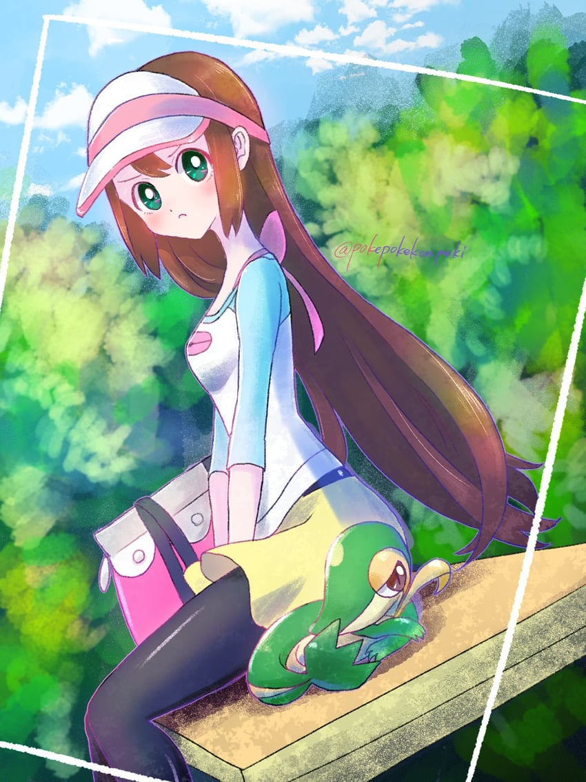 rosa and snivy (pokemon and 1 more) drawn by pokepokekonpeki