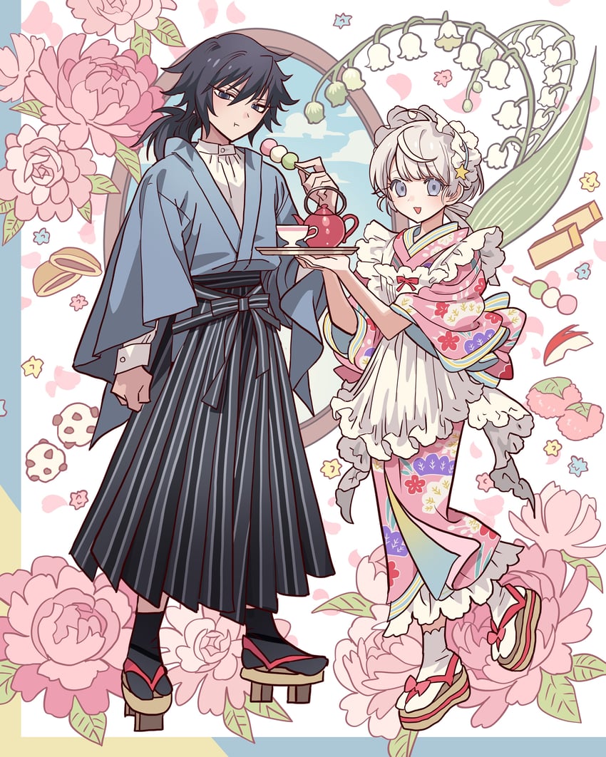 tomioka giyuu (original and 1 more) drawn by meremero