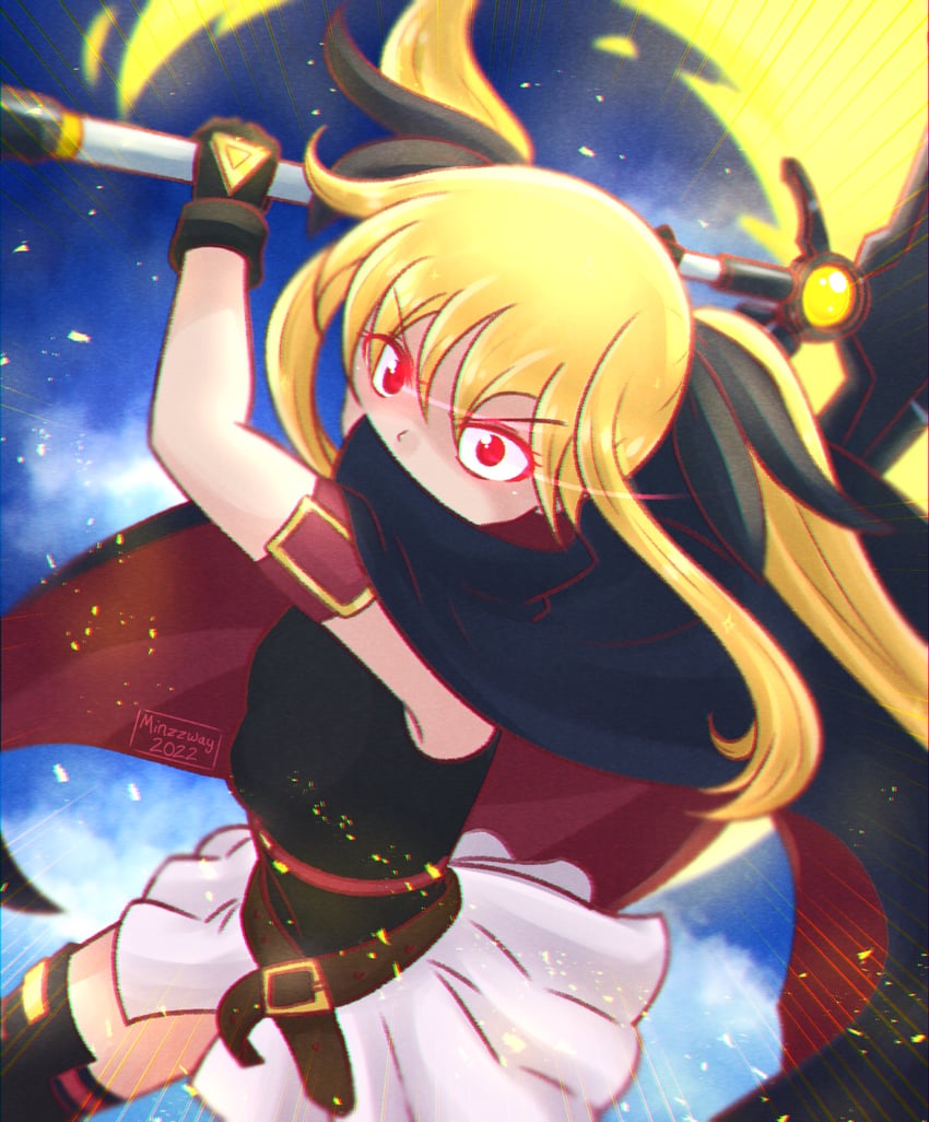 fate testarossa and bardiche (lyrical nanoha and 2 more) drawn by minzzway