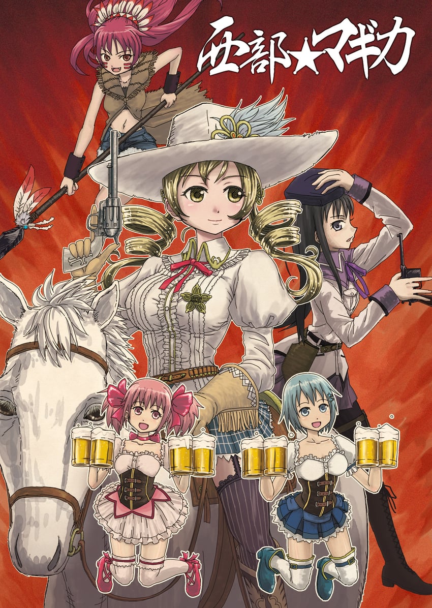 akemi homura, kaname madoka, miki sayaka, sakura kyoko, and tomoe mami (mahou shoujo madoka magica) drawn by kimishin