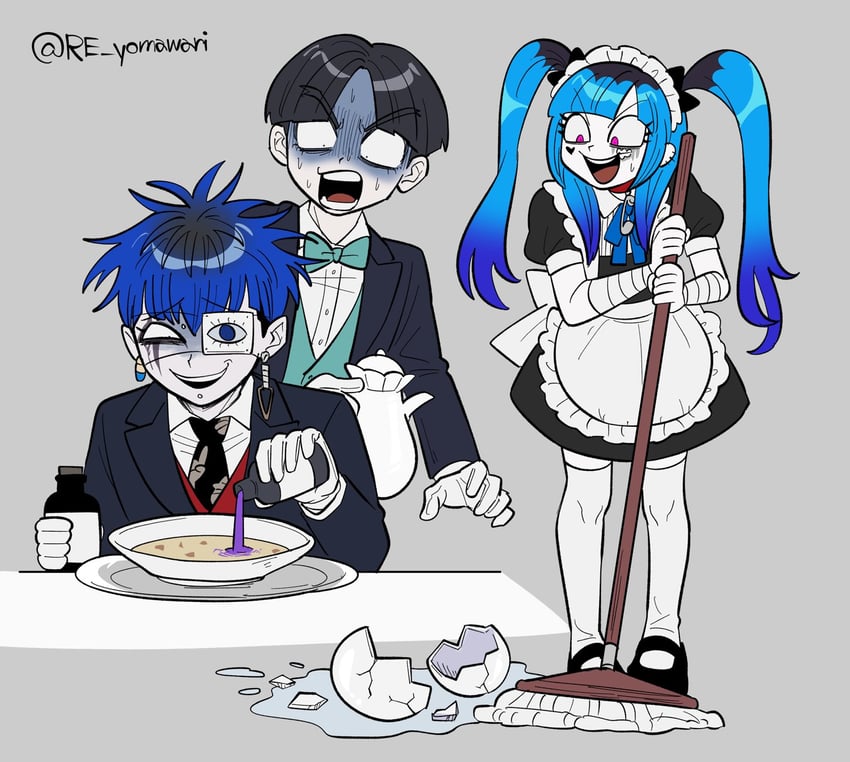 omokage yugamu, amemiya darumi, and maruko gaku (the hundred line -last defense academy-) drawn by furukawa_(yomawari)