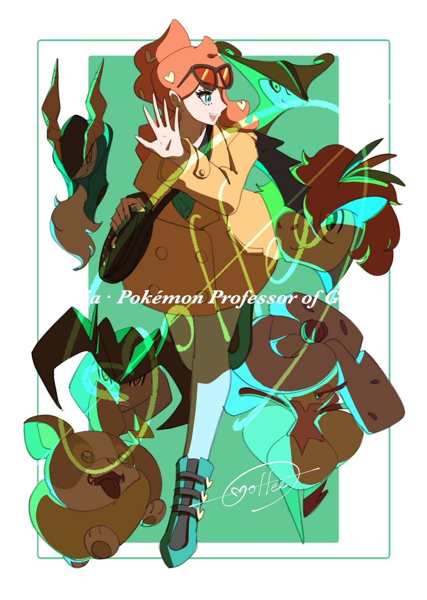 sonia, yamper, tsareena, keldeo, virizion, and 2 more (pokemon and 1 more) drawn by cccacademia