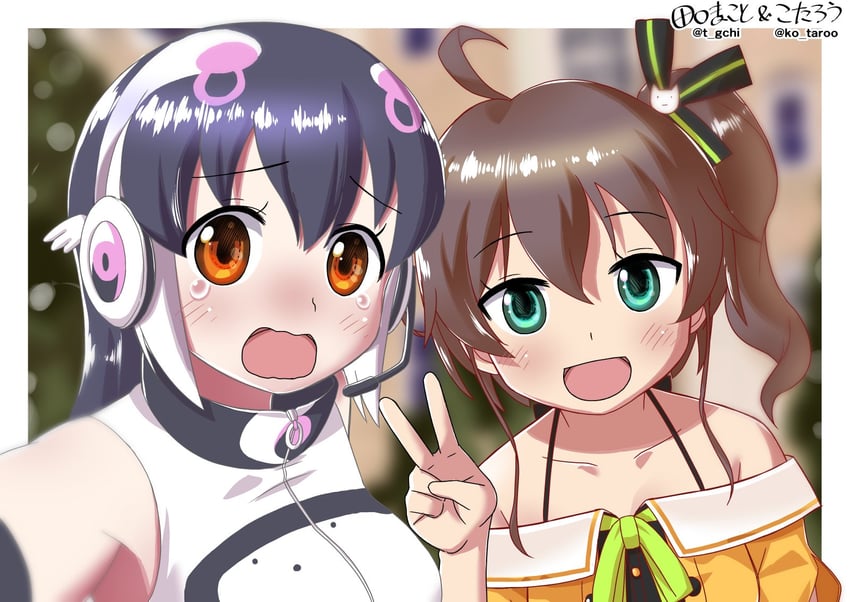 natsuiro matsuri and african penguin (hololive and 2 more) drawn by taguchi_makoto