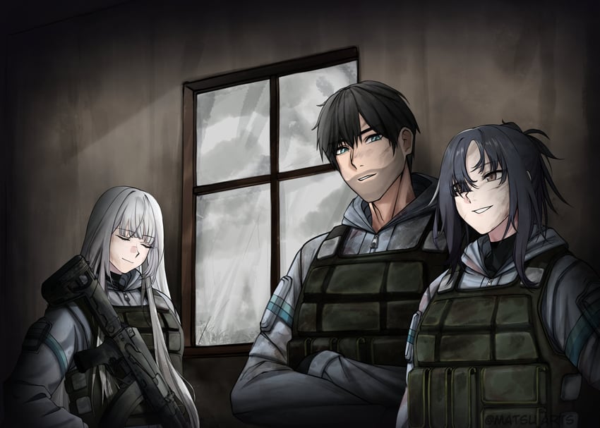 ak-12, commander, and angelia (girls' frontline and 1 more) drawn by matsu_arts