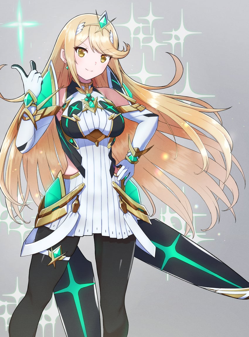 mythra (xenoblade chronicles and 2 more) drawn by kamidan