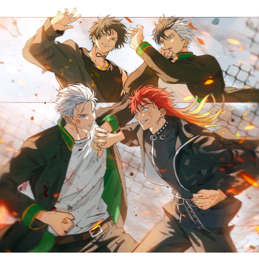 sakura haruka, umemiya hajime, yamato endo, and takiishi chika (wind breaker) drawn by yoon_(dmsco1803)
