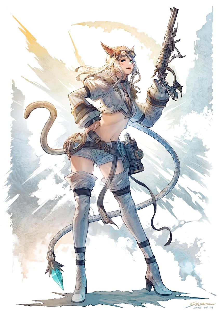 warrior of light and machinist (final fantasy and 1 more) drawn by shukei