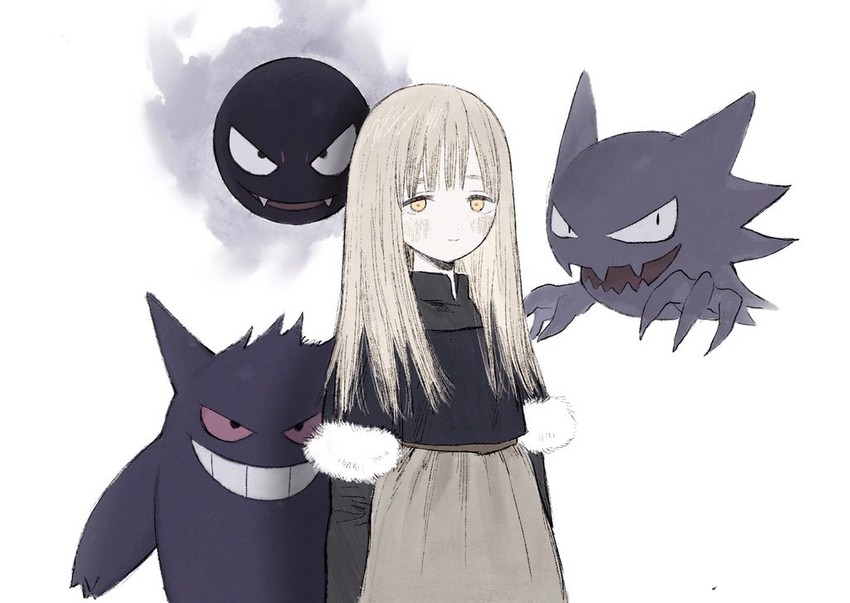 falin touden, gengar, gastly, and haunter (pokemon and 1 more) drawn by frs2