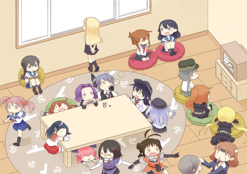 hibiki, inazuma, yuudachi, tenryuu, ikazuchi, and 17 more (kantai collection) drawn by hinata_yuu