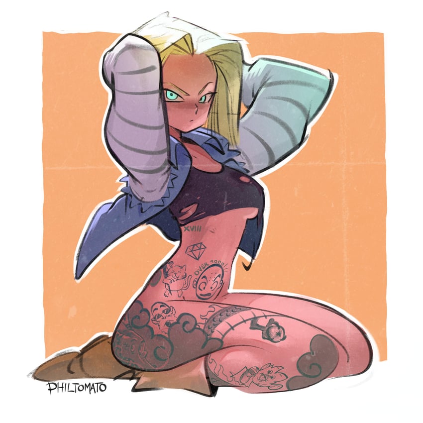 android 18 (dragon ball and 1 more) drawn by philtomato