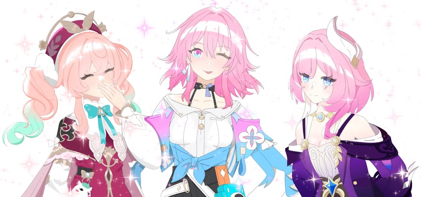 march 7th, hyacine, and cyrene (honkai and 1 more) drawn by pyuuni_(pyuunibri)